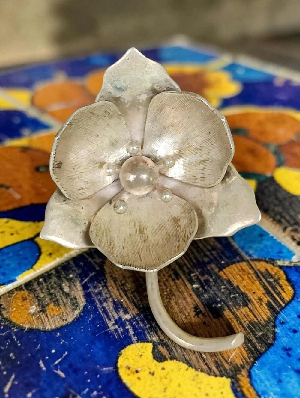 Vintage Sterling Miguel Menendez Flower Brooch